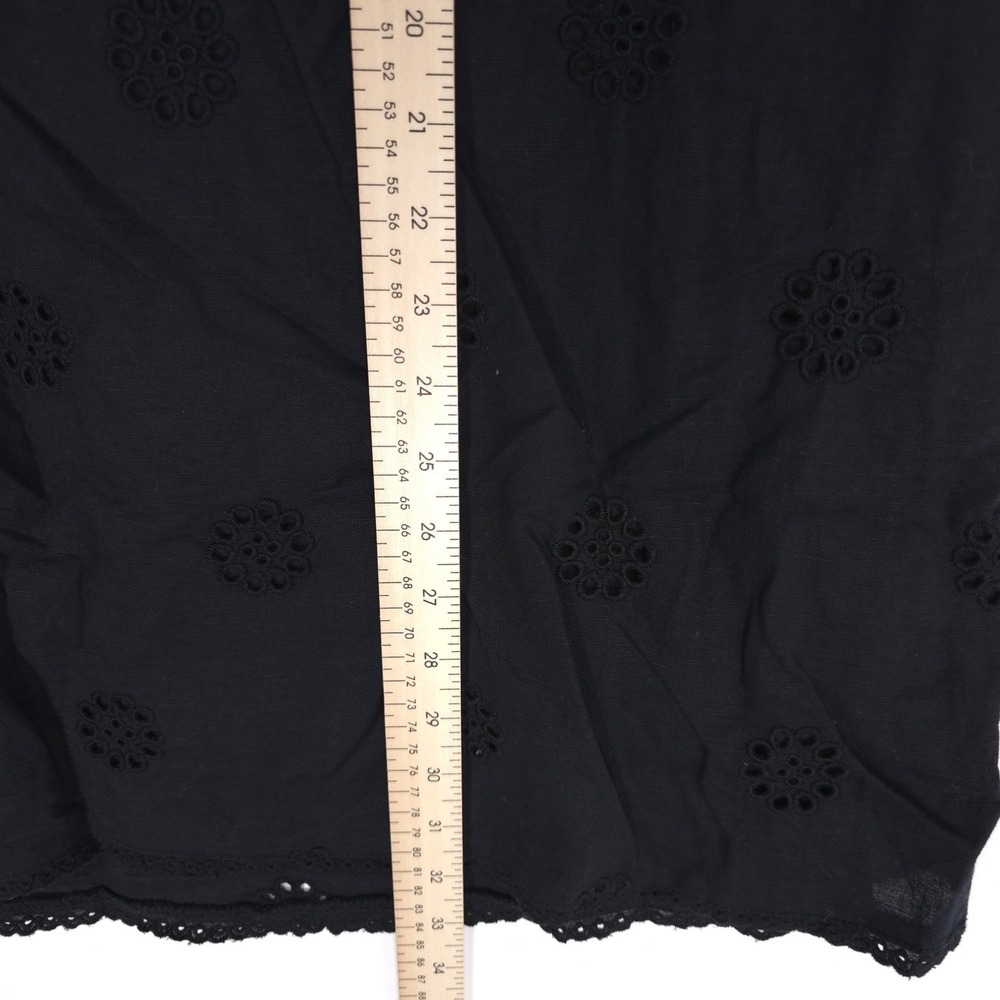 JOIE New Linen Cotton Blend Midi Skirt‎ Eyelet Set Black Embroidered Size LARGE - Picture 6 of 12
